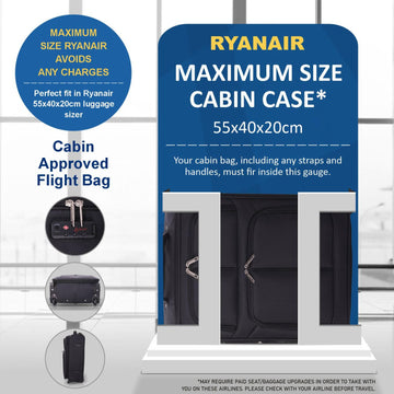 Aerolite Expandable (55x40x20cm) to (55x40x23cm) Ryanair (Priority) Maximum Allowance Lightweight Cabin Hand Luggage 2 Wheels, Maximum Size for Ryanair Priority, Wizz Air Priority, Lufthansa (Set of 2) - Aerolite UK